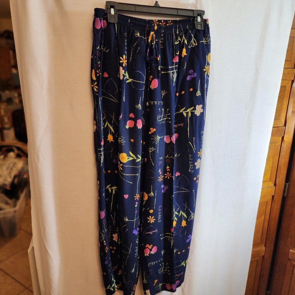 STONEBRIDGE VINTAGE FLORAL PANTS, MADE IN USA, PETITE LARGE, ELASTIC WAI…